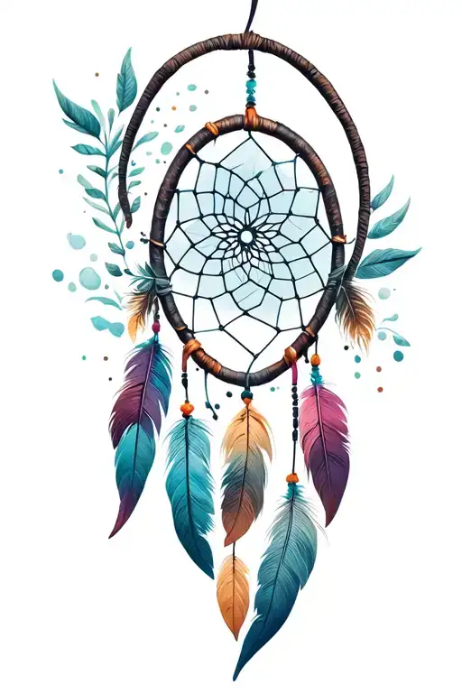 Dreamcatcher With Protection Symbol Incorporated Within