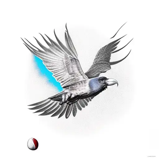 Raven Flying Up Crushing A Football In Talons