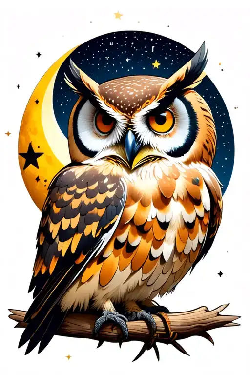 Witchy Owl Moon And Stars