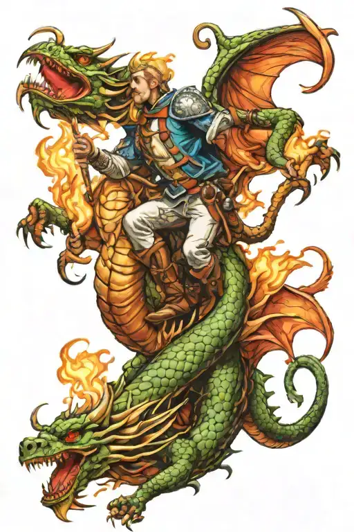 Saint George Befriending The Dragon Breathing Fire