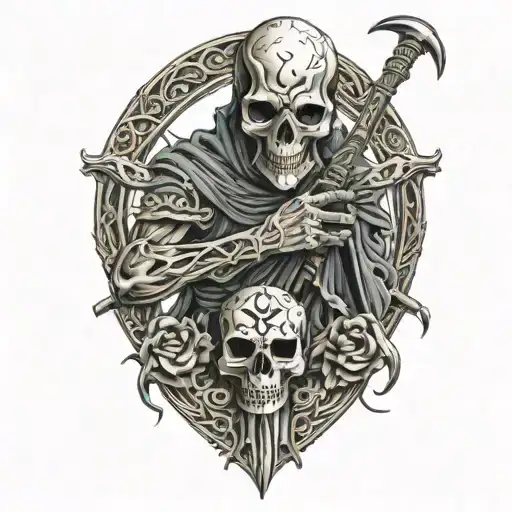 Reeper Scythe Midevil With Skull