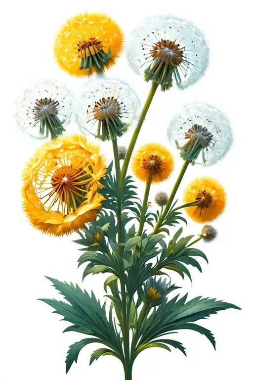 Dandelion In All Stages Till It Blooms