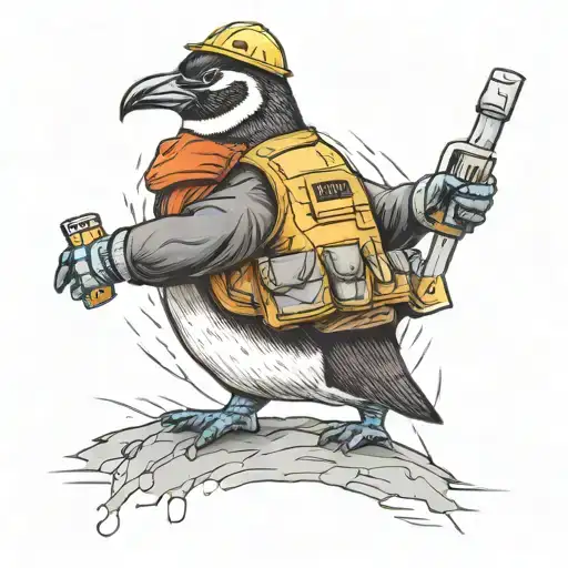Penguin That Is Construction Worker