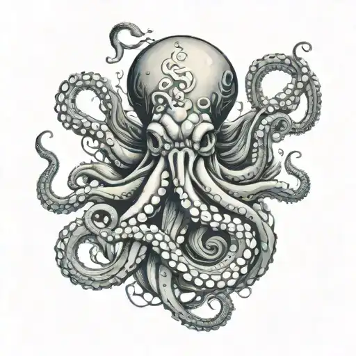 Octopus In The Sea Wrapping Around Ace Of Spades
