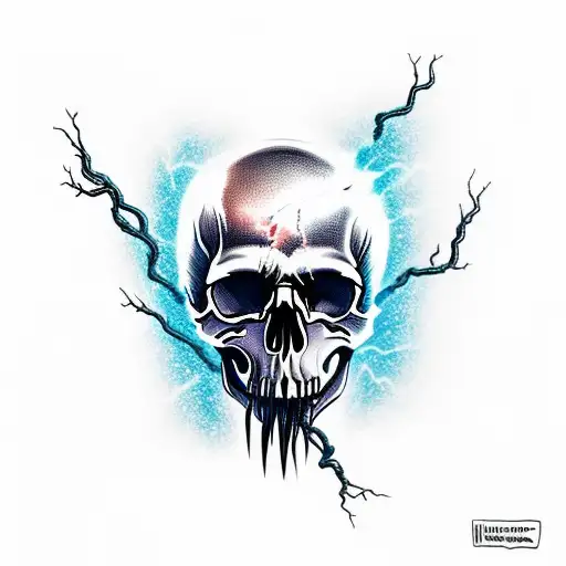 Skull And Lightning With Thunderstorm