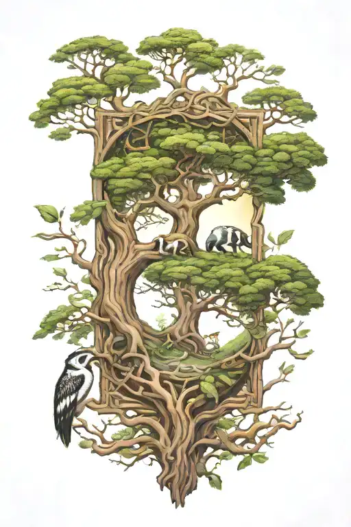 Tree Of Life Extending From A Badgers Arms