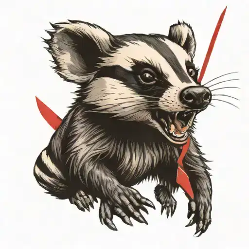 Angry Badger Throwing A Red Arrow