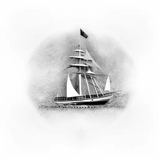 Ship Sailing In An Abstract Sea Made Of Apples