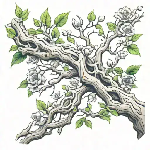 Climbing Tree Branch Growing With Not Many Flowers For Full Arm Tatoo