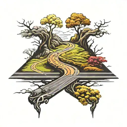 Road Splitting Directions Two Paths Good Vs Evil