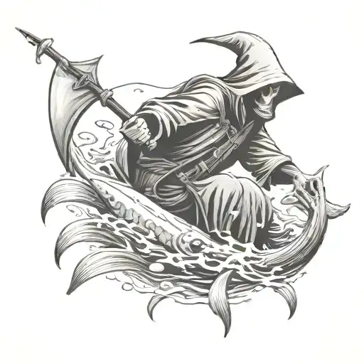 Grim Reaper And Fishing