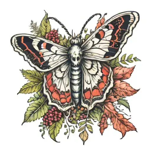 Death Moth And Foliage