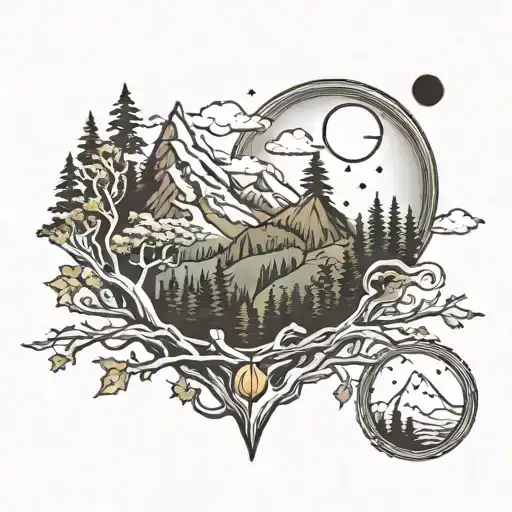 Forest Mountains Eclipse Family