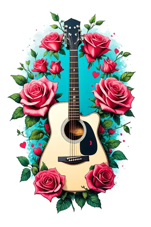 Heart Roses And Guitar Surrounded