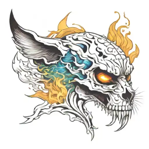 Alpha Puma Skull Face On Flames