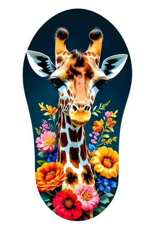 Giraffe With Flowers