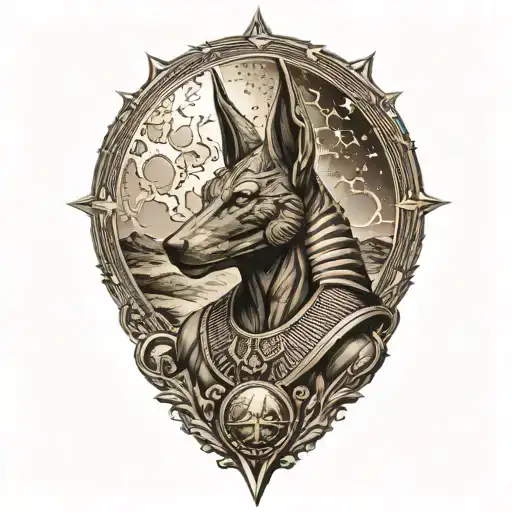 Extremely Realistic Anubis In Front Of Moon