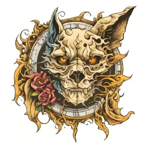 Skull Wolf Clock Face
