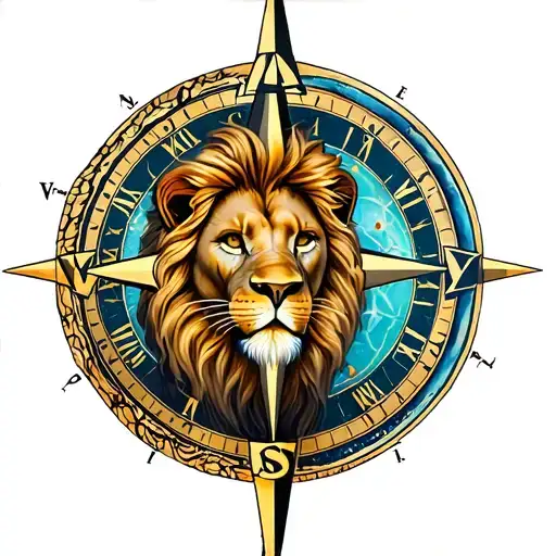 Lion And Compass Surrounded