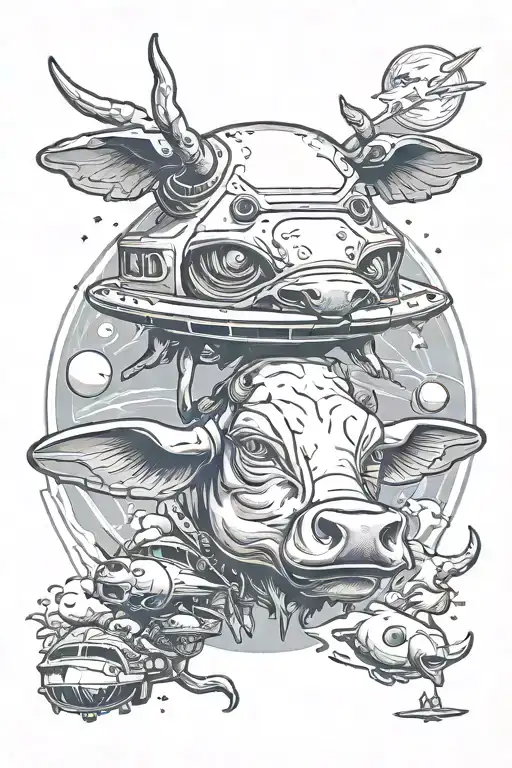 Ufo And Cow Head