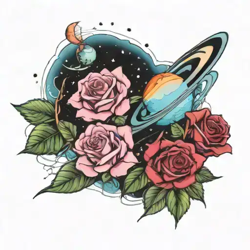 Roses And Outer Space Planets