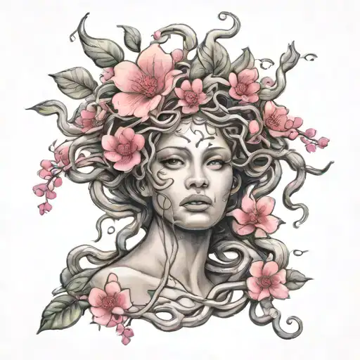 Medusa With Pink Blossom Tree Branches