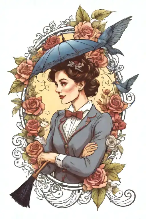 Arm Tattoo To Memorialize My Mother With A Mary Poppins Inspired Boho Feel