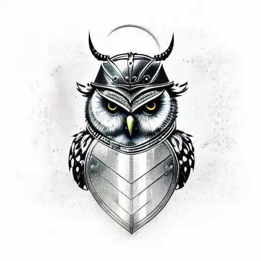 Owl With Viking Helmet