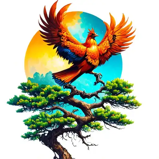Lebanese Phoenix And Cedar Tree