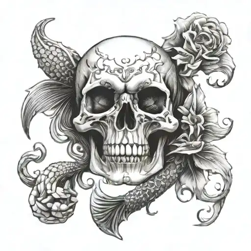 Horror Mermaid Skull