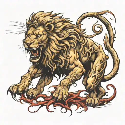 Lion Fighting Grim Ripper Sickle