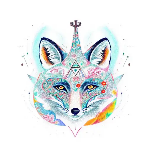 A Fox Adorned With Intricate Magical Runes