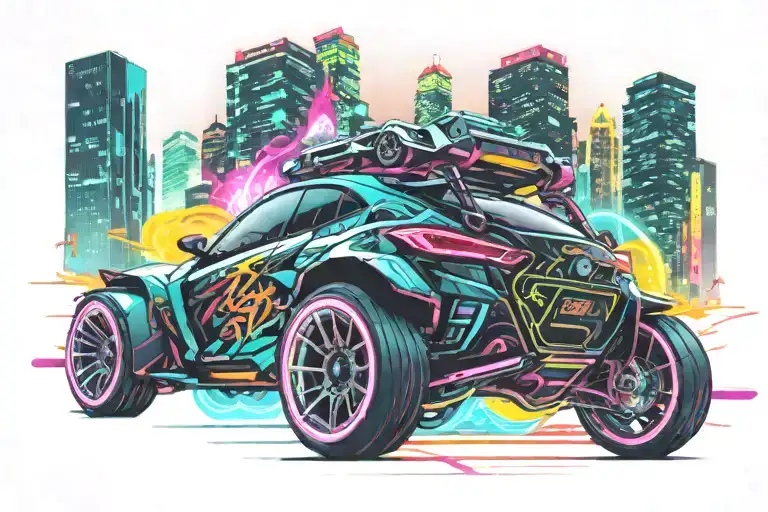 A Futuristic Jdm Car Racing Through A Neon Cityscape