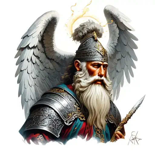 Ottoman Warrior Angel White Beard Tattoo Idea Scary
