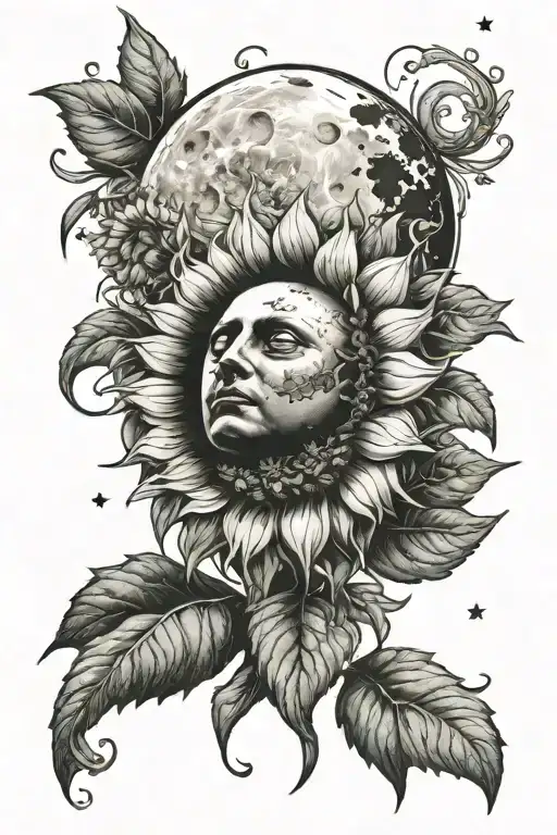 Moon Phase And Sunflower For Men