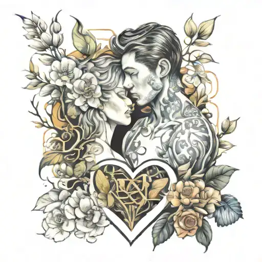 In The Blossoming Garden Of A Young Couple And Their Love Is One Heart