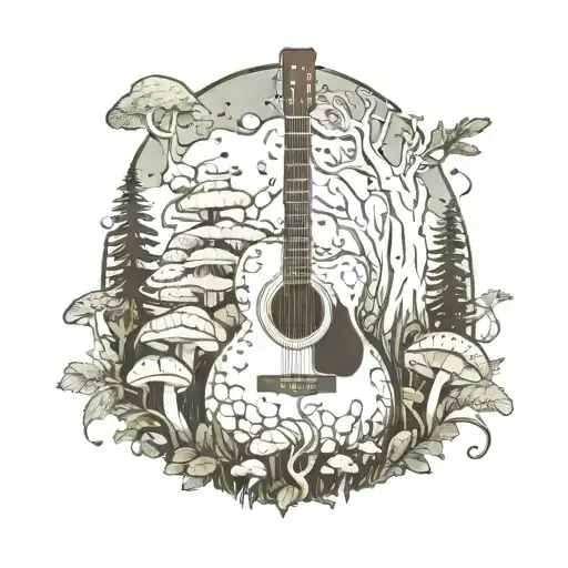 Acoustic Guitar Forest Mushroom