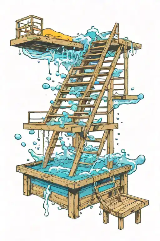 Diving Pool With Water Splashing With A Ladder Going Into A Platform