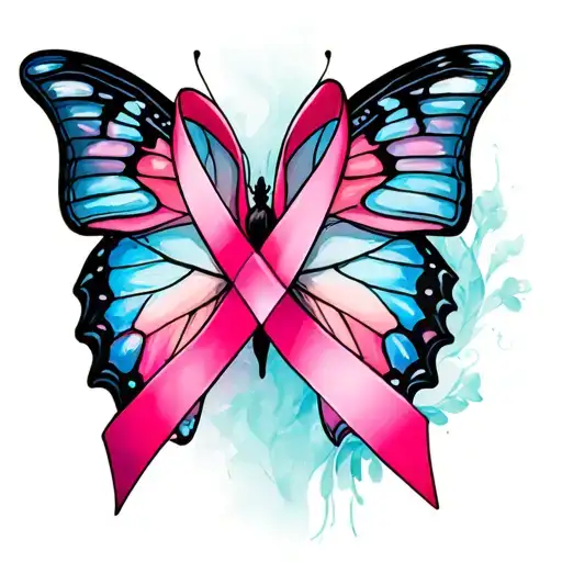 Butterfly And Breast Cancer Ribbon