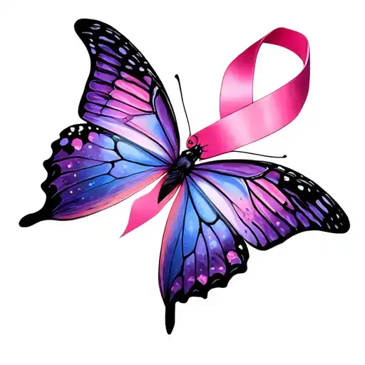 Butterfly And Breast Cancer Ribbon