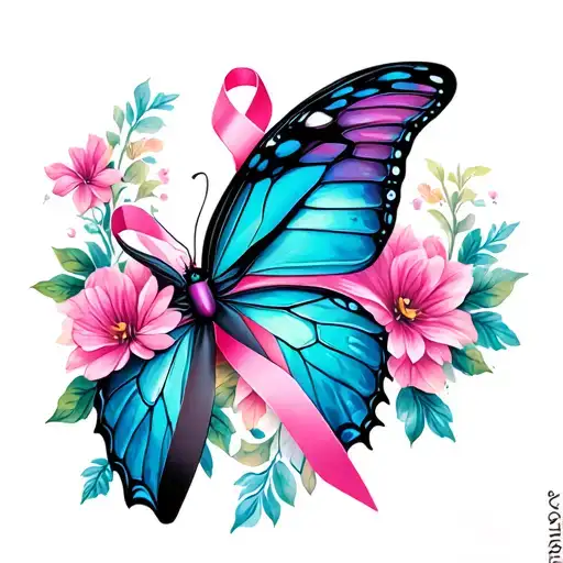 Butterfly And Breast Cancer Ribbon