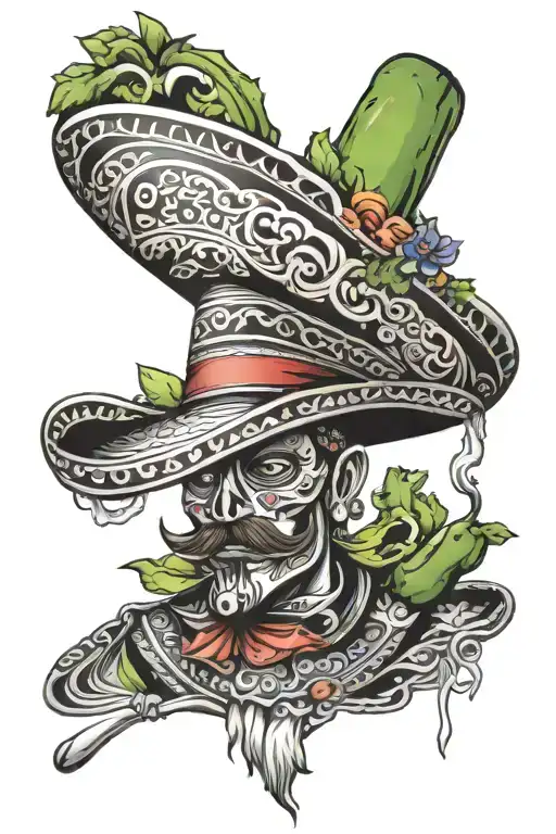 Mexican In Sombrero Cooking