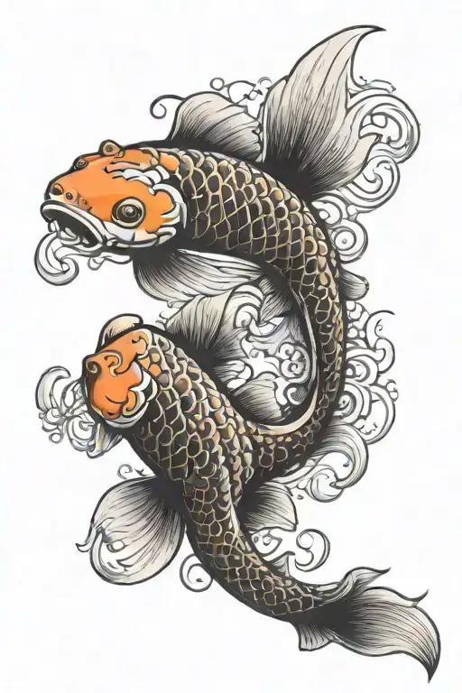 Koi Fish Resembling Japanese Symbol For Love