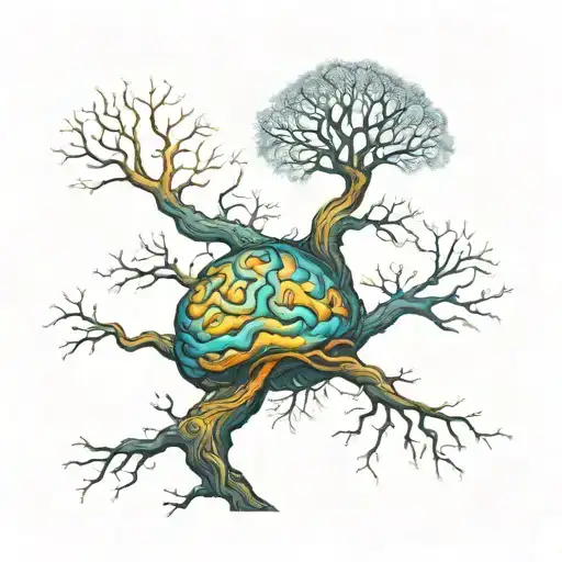 A Tree Where The Branches Are Neurons In The Shape Of A Brain