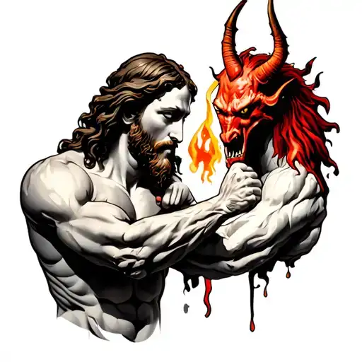 Jesus Arm Wrestling The Devil