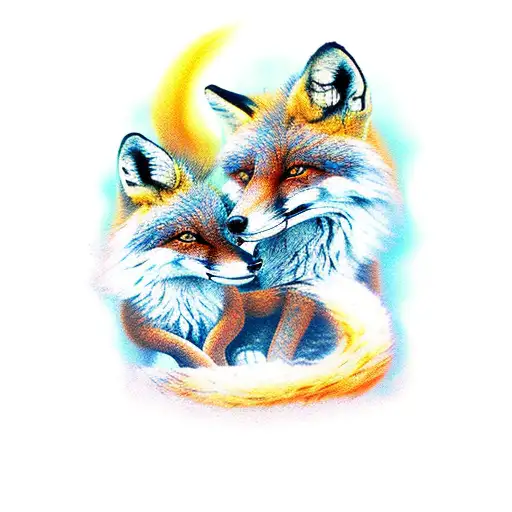 Fox And Cub Fighting