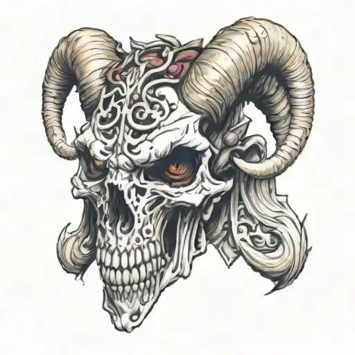 Skull Mouth And Goat Horns