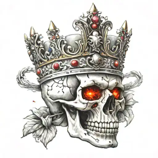 Skull With King's Crown And Red Eyes