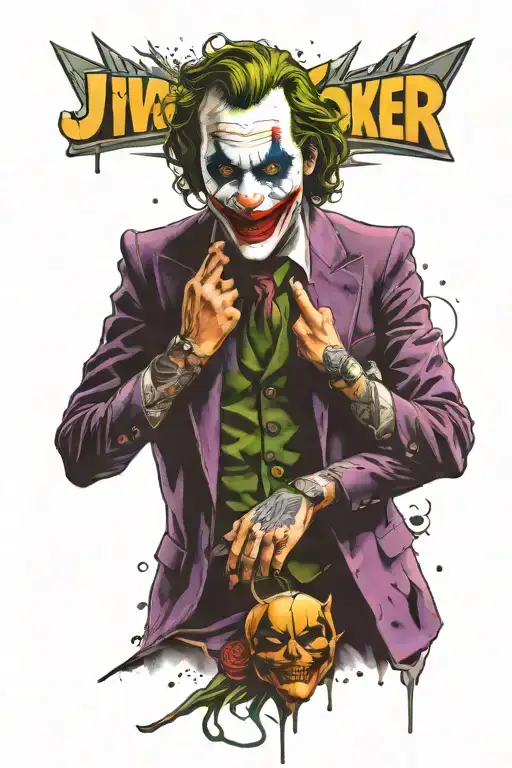 Leg Sleeve Tattoo Featuring The Joker