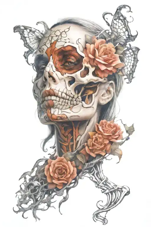 Beautiful Women Peeling Face Off Revealing Evil Skeleton